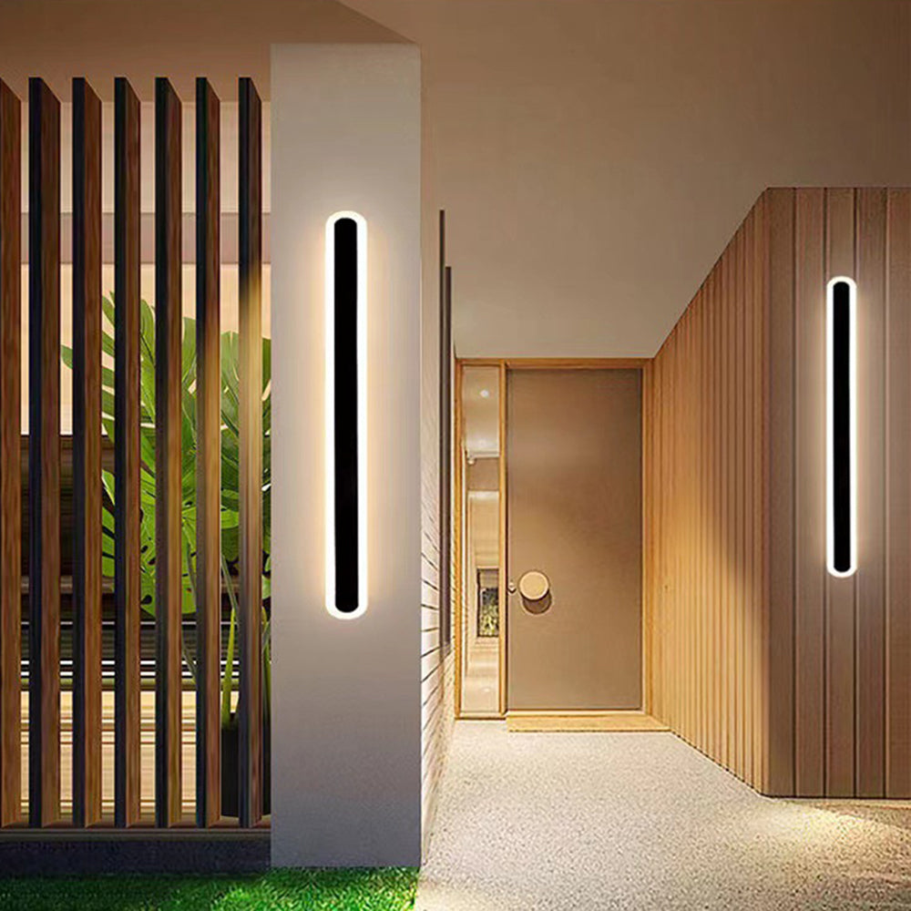 Arisha Linear LED Dimmbar Außenwandleuchte Schwarz Flur Terrasse Metall