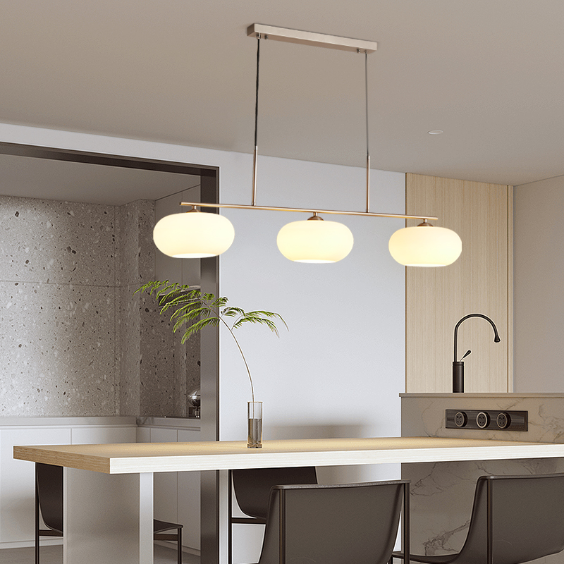 Valentina Modern LED Pendelleuchte Silber/Gold Esszimmer Esstisch Metall&Glas 3-flammig 100CM Lang