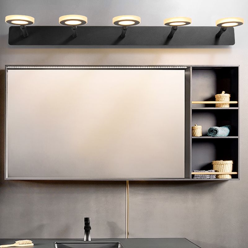 Arisha Modern Rund LED Wandleuchte Schwarz Bade/Schlafzimmer Metall Acryl 2/3/5 Leuchten