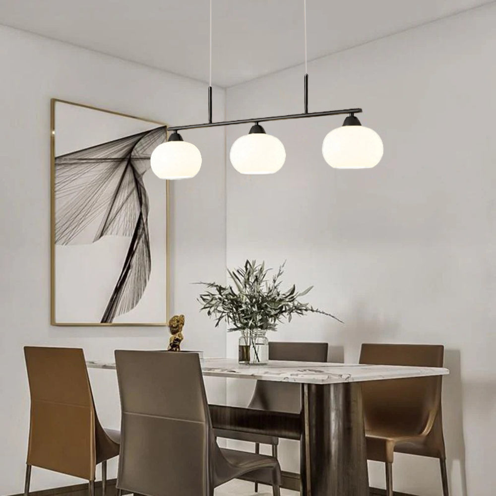 Valentina Modern LED Pendelleuchte Schwarz/Gold Esszimmer Esstisch Metall&Glas 3/4-Flammig 100CM/135CM Lang