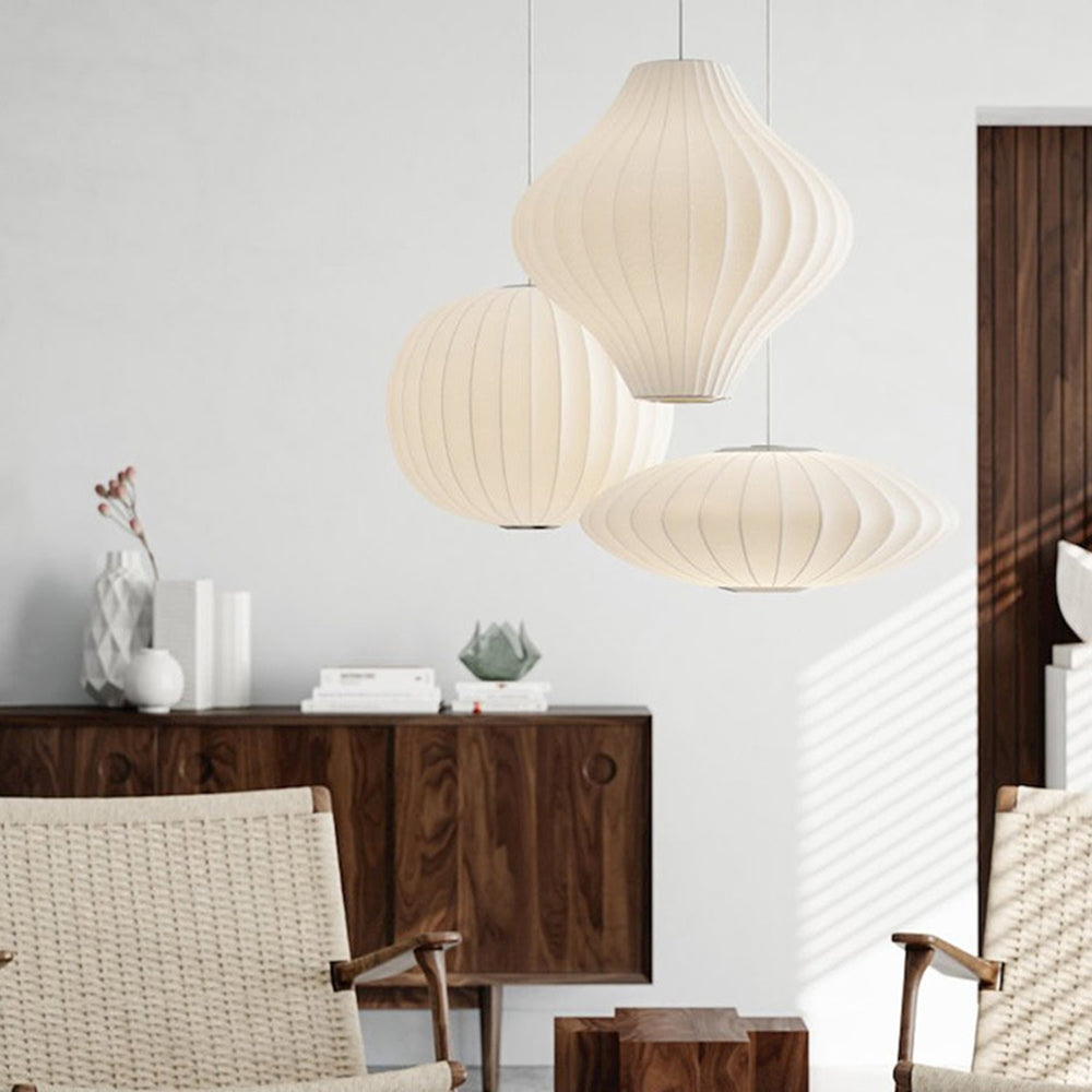 Ritta Modern LED Pendelleuchte Weiß Wohnzimmer/Esstisch Metall&Stoff