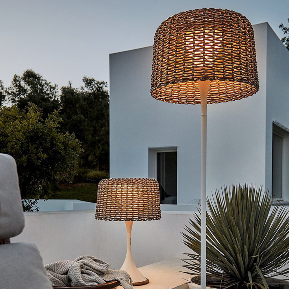 Ritta LED Outdoor Stehlampe Zylinder Modern, Schwarz/Weiß, Metall Rattan