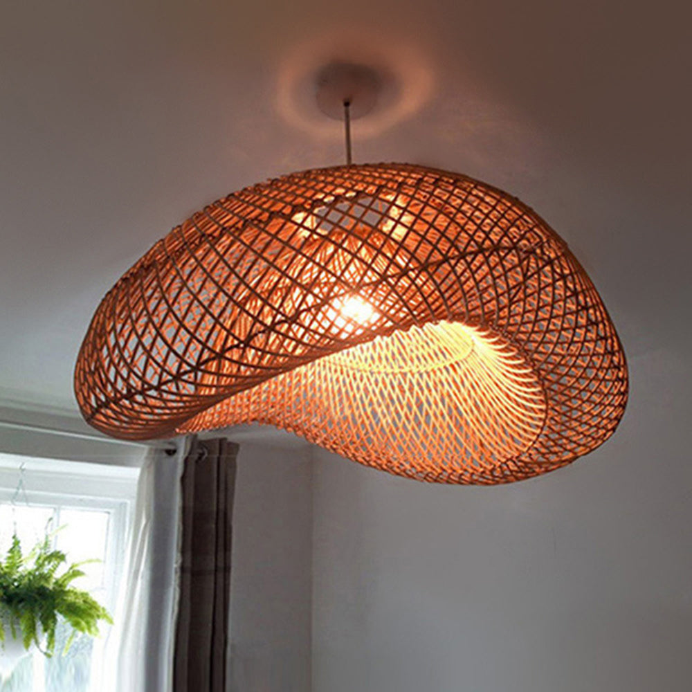 Juno Rustikale Rattan-Pendelleuchte für das Wohnzimmer