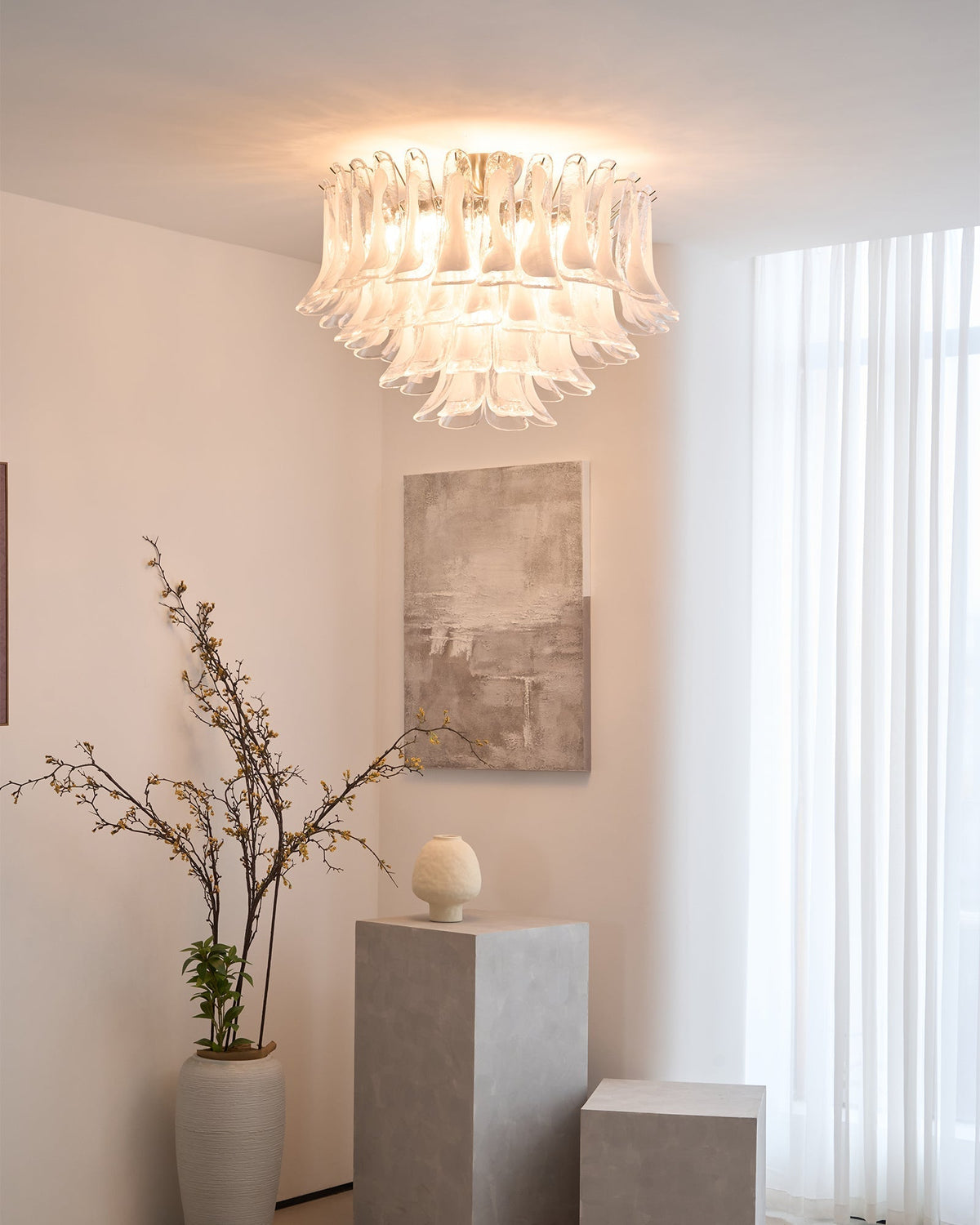 Celenira Deckenleuchte aus klarem Glas Wellenform geschichtet elegant