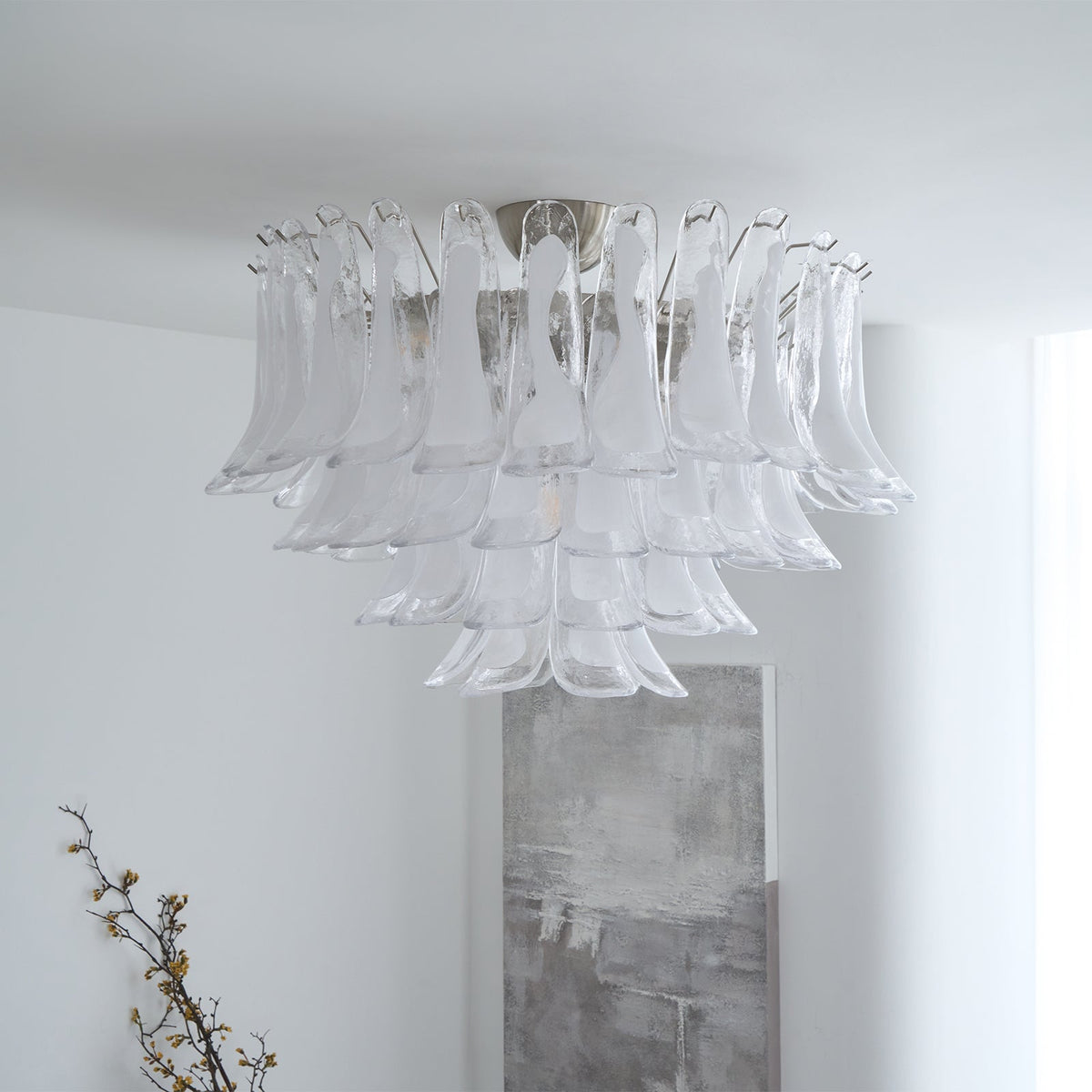 Celenira Deckenleuchte aus klarem Glas Wellenform geschichtet elegant