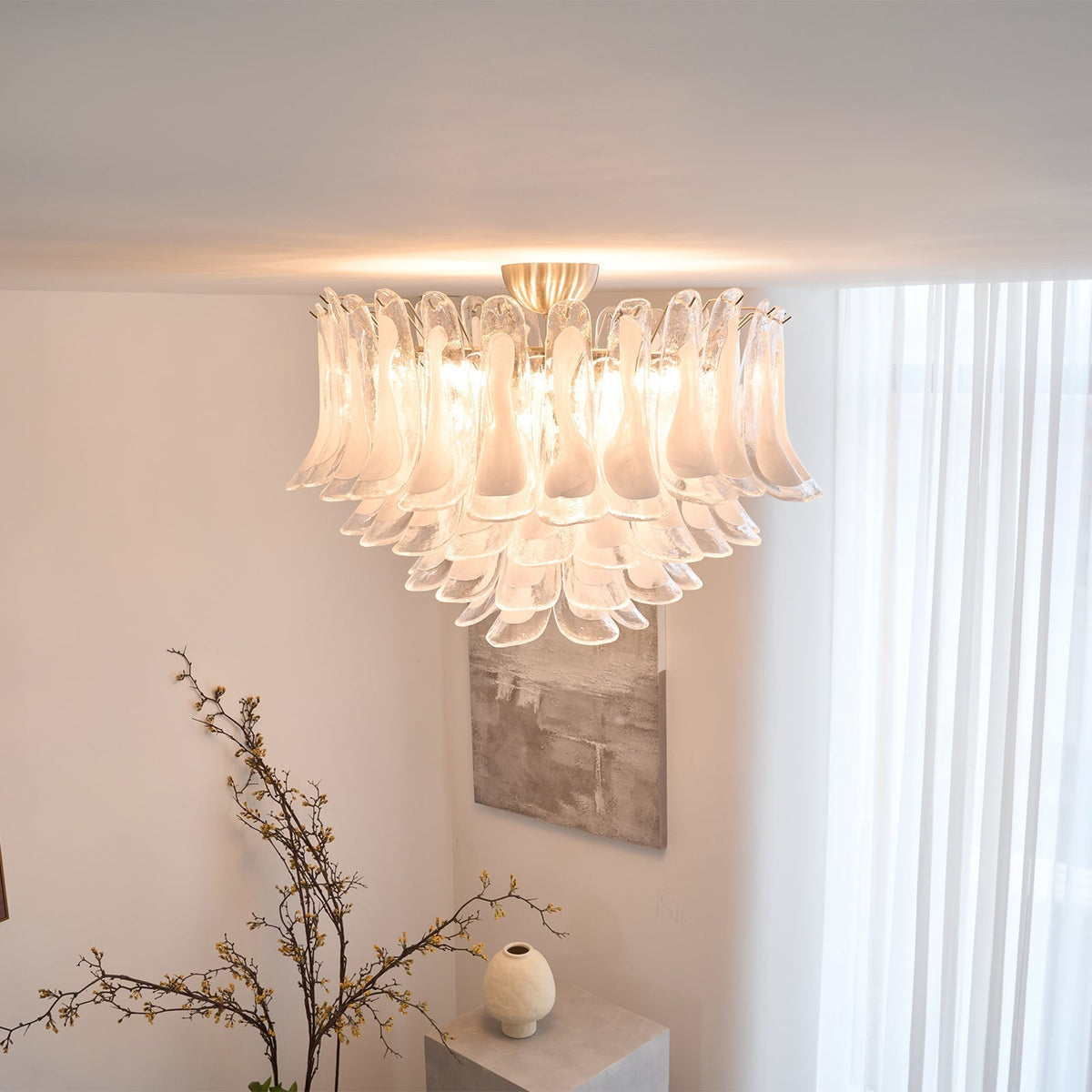 Celenira Deckenleuchte aus klarem Glas Wellenform geschichtet elegant