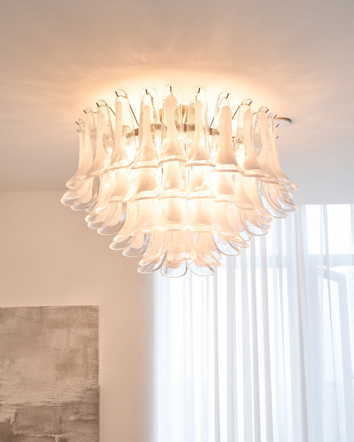 Celenira Deckenleuchte aus klarem Glas Wellenform geschichtet elegant
