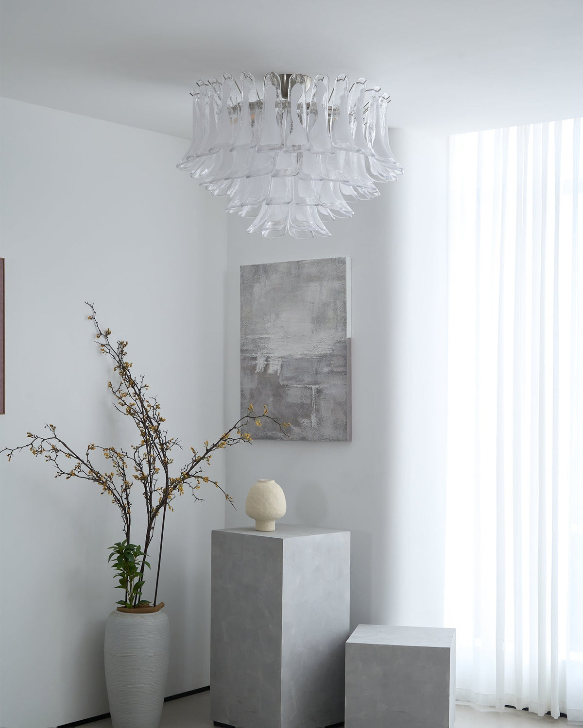 Celenira Deckenleuchte aus klarem Glas Wellenform geschichtet elegant