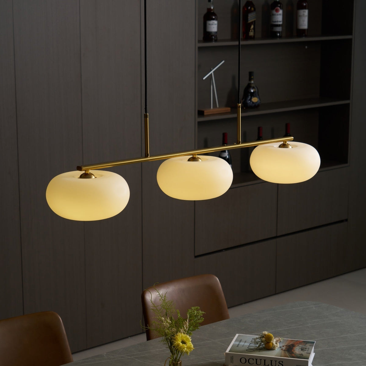 Candy Cremefarbene Cluster-Pendelleuchte 3-Flammig
