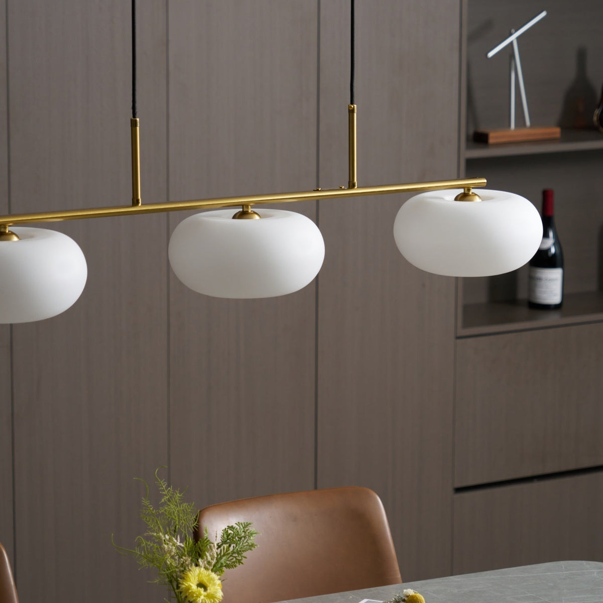 Candy Cremefarbene Cluster-Pendelleuchte 3-Flammig