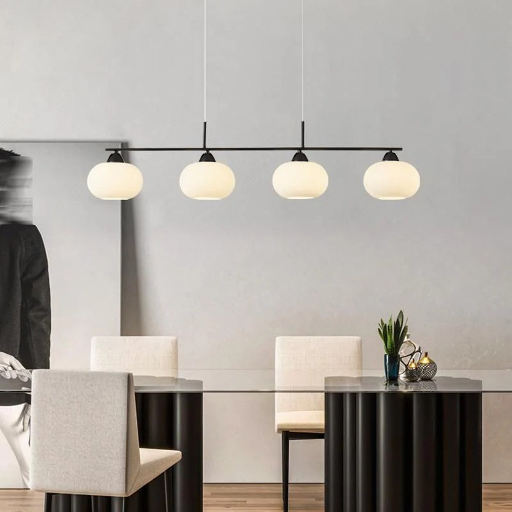 Valentina Modern LED Pendelleuchte Schwarz/Gold Esszimmer Esstisch Metall&Glas 3/4-Flammig 100CM/135CM Lang