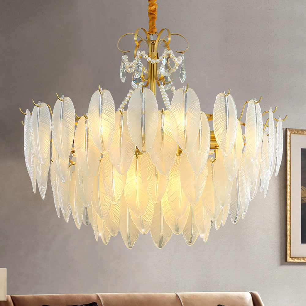 Kristy Modern LED Kronleuchter Weiß Glas/Metall Ess/Schlafzimmer