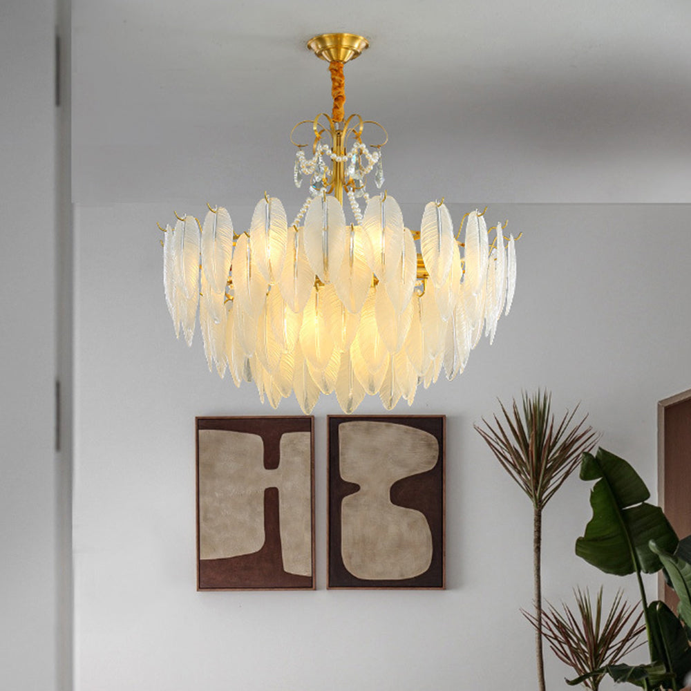 Kristy Modern LED Kronleuchter Weiß Glas/Metall Ess/Schlafzimmer