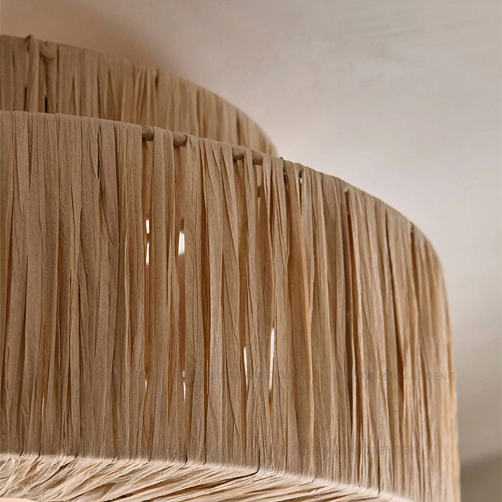 Muto Modern Küche LED Pendelleuchtehellbraun Wohn/Schlafzimmer Rattan Glas