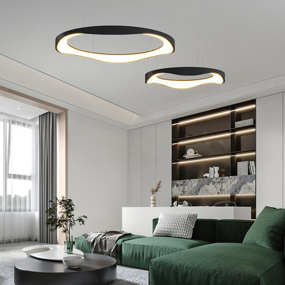 Arisha Modern LED Pendelleuchte Ring Esstisch, Schwarz/Weiß, Metall Acryl