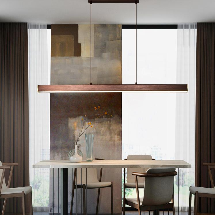 Arisha Moderne LED Pendelleuchte Linear Schwarz/Braun Esszimmer Metall