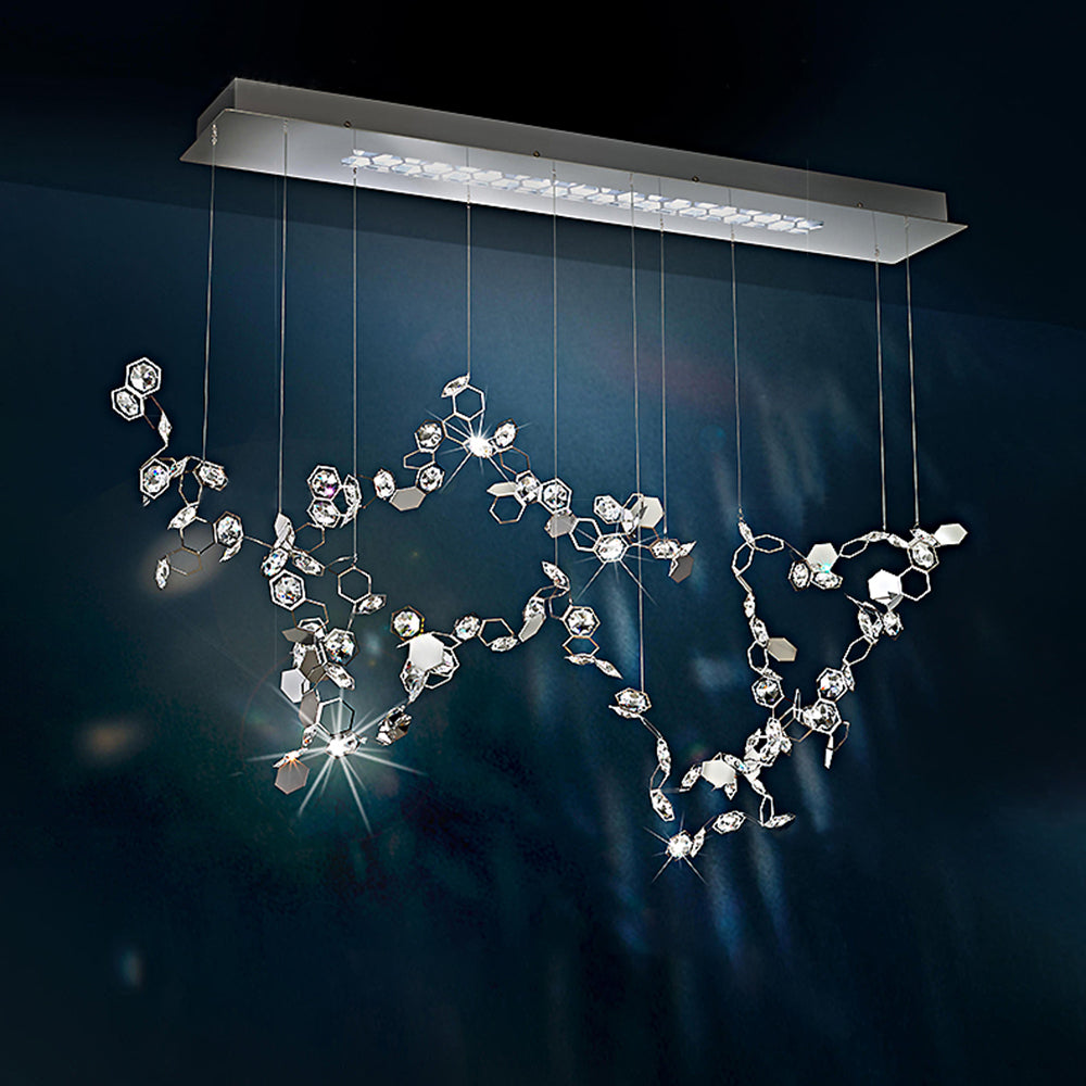 Olivia Modern LED Kronleuchter Silber Ess/Schlaf/Wohnzimmer Metall Kristall 80-100-120cm