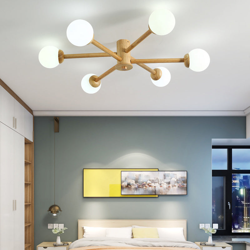 Muto Modern LED Deckenleuchte Ess/Wohn/Schlafzimmer Holz/Glas