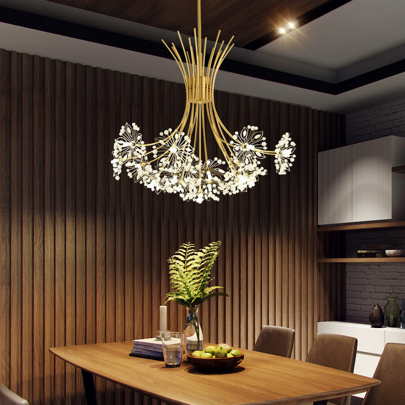 Arisha Modern Kristall LED Kronleuchter Gold Wohnzimmer/Esszimmer Metall&Acryl