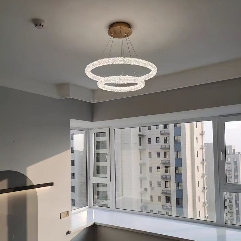 Kristy Design Rund LED Kronleuchter Metal Kristall Schlafzimmer Wohnzimmer