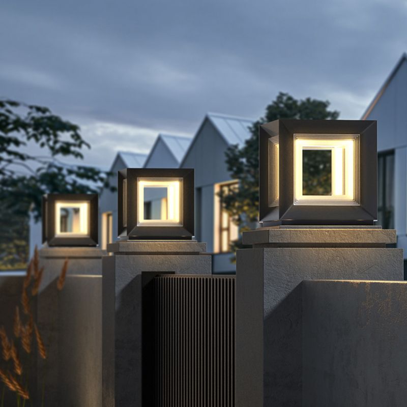 Ray Zeitgenössische LED Außenlampen Würfel, Schwarz, Garten, Metall