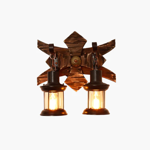 Epoch Design LED Wandlampe Schwarz Holz Wohnzimmer/Schlafzimmer