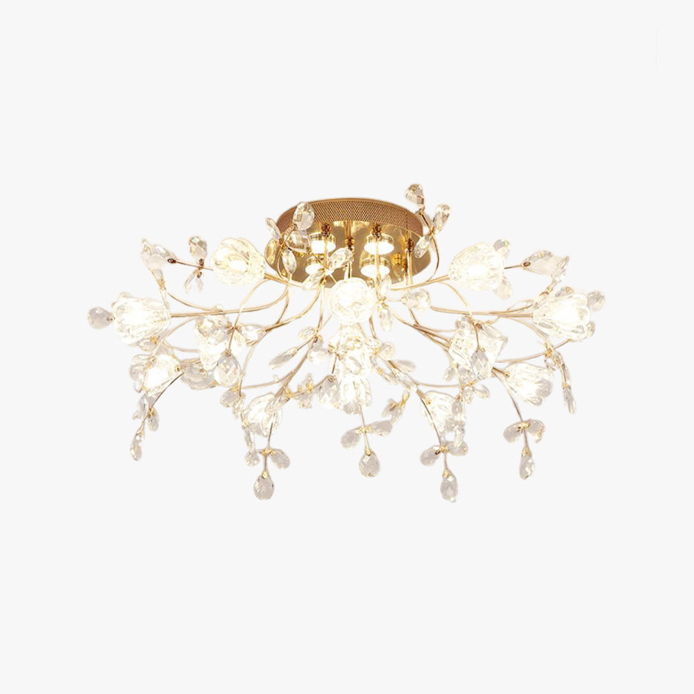 Kristy Deckenleuchte  Blume Design LED Gold Wohn/Schlaf/Kinderzimmer Flur Glas