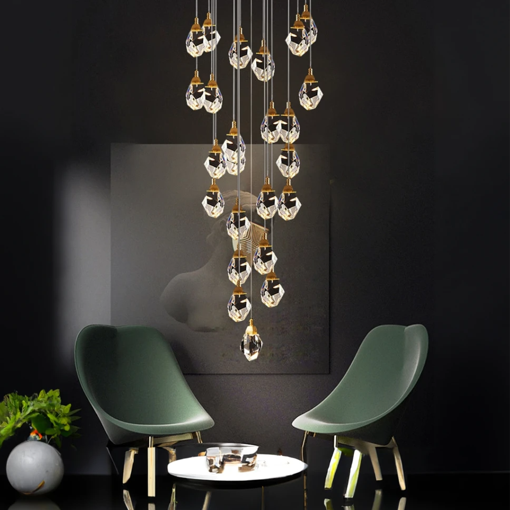 Kristy Design LED Kronleuchter Gold Glas/Metall Schlafzimmer