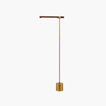 Arisha Stehleuchte Linear Minimalistisch, Metall/Holz, Gold, Wohnzimmer