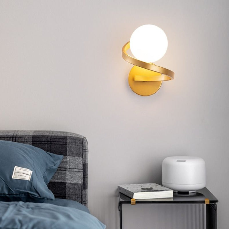 Arisha Design LED Wandleuchte Innen Schwarz/Gold Bade/Schlafzimmer Metall Glas