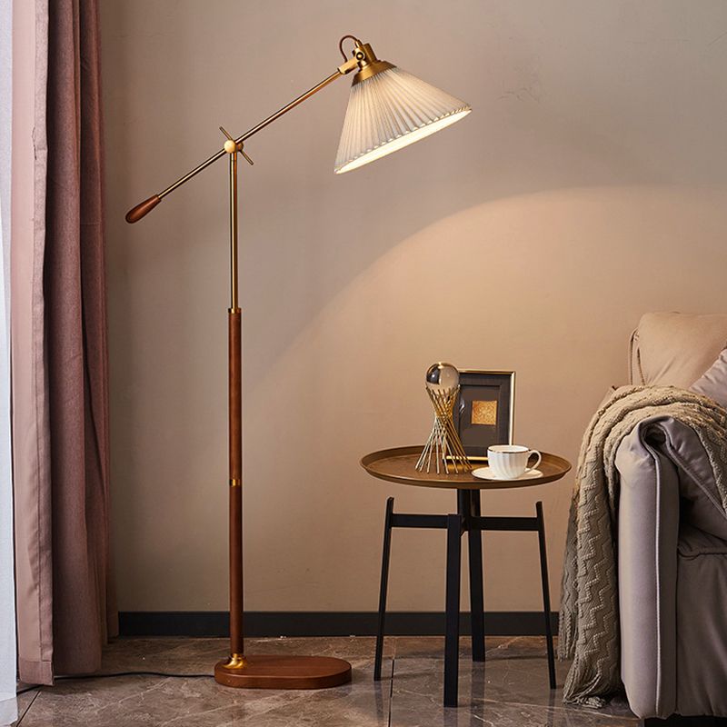 Muto Plissiert Retro Stehleuchte, Wohnzimmer, Weiß/Blau, Metall Holz