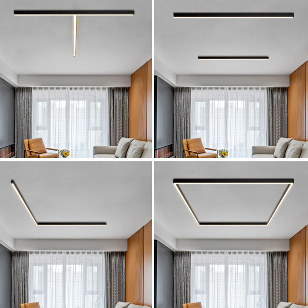 Arisha Deckenleuchte Linear  Modern  LED Schwarz Wohnzimmer Metall