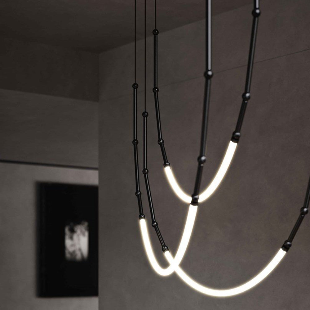 Arisha Modern Lineare LED Pendelleuchte SchwarzSchlaf/Wohnzimmer Metall Silikon