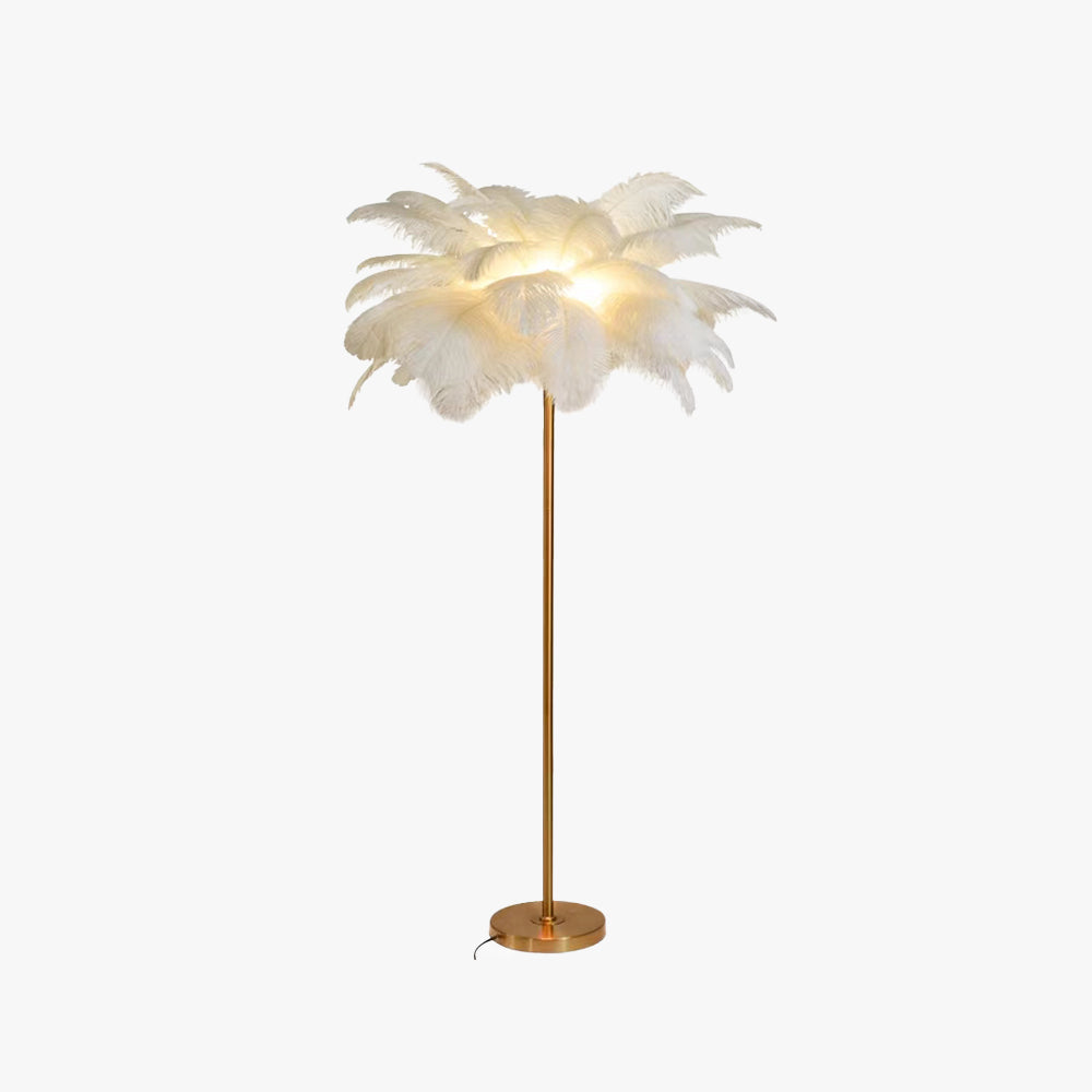 O'Moore Stehleuchte, Feder Weiß/Rosa/Khaki, Schlafzimmer  Modern