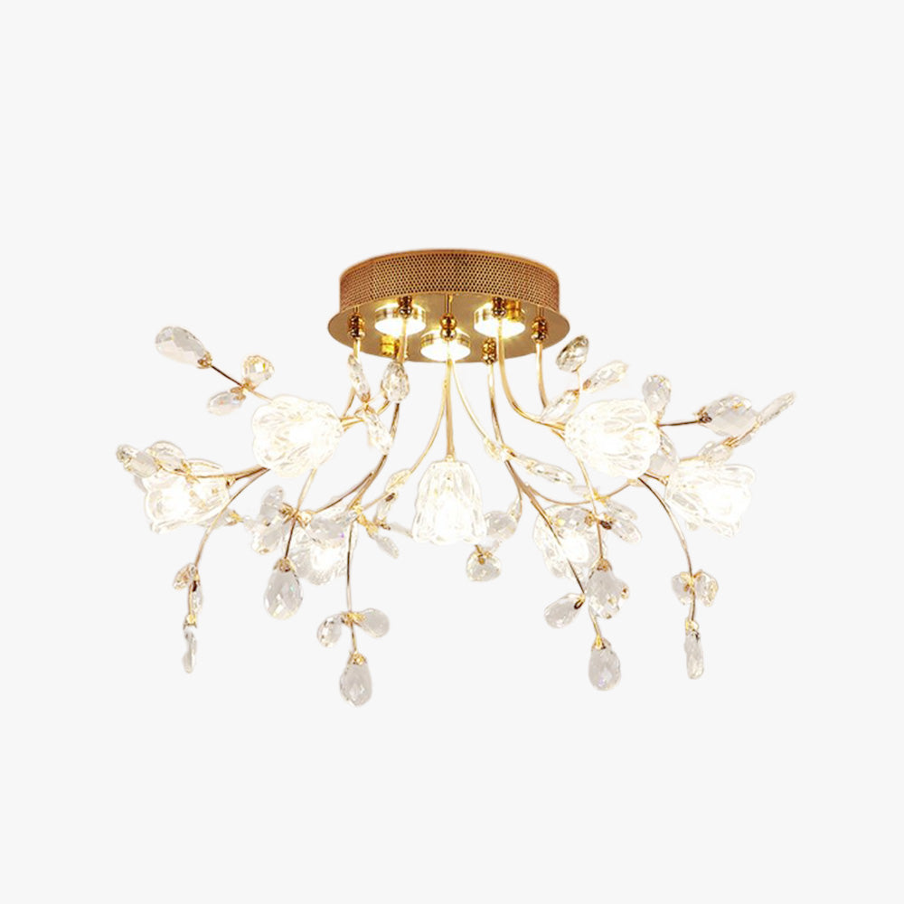 Kristy Deckenleuchte  Blume Design LED Gold Wohn/Schlaf/Kinderzimmer Flur Glas