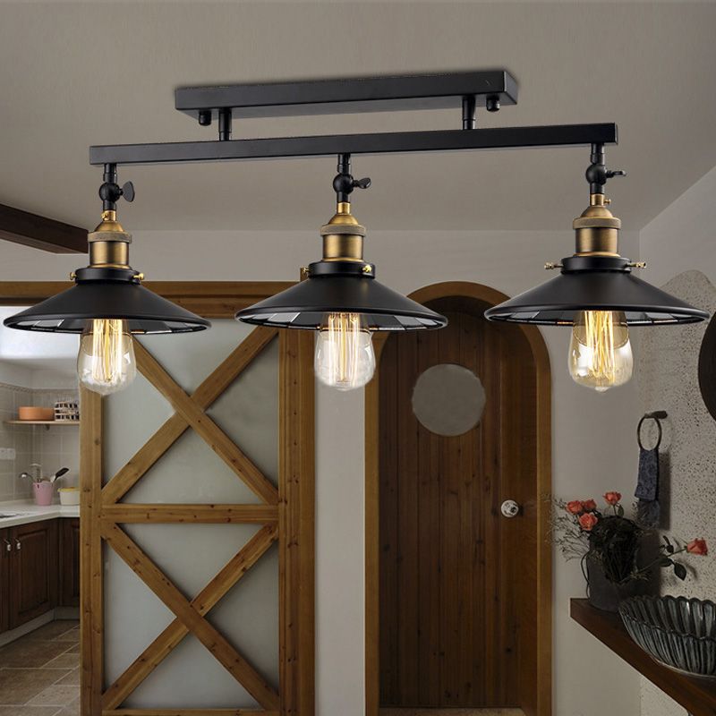 Kristy Vintage LED Deckenleuchte Schwarz Wohn/Schlaf/Esszimmer Metall 90CM Lang