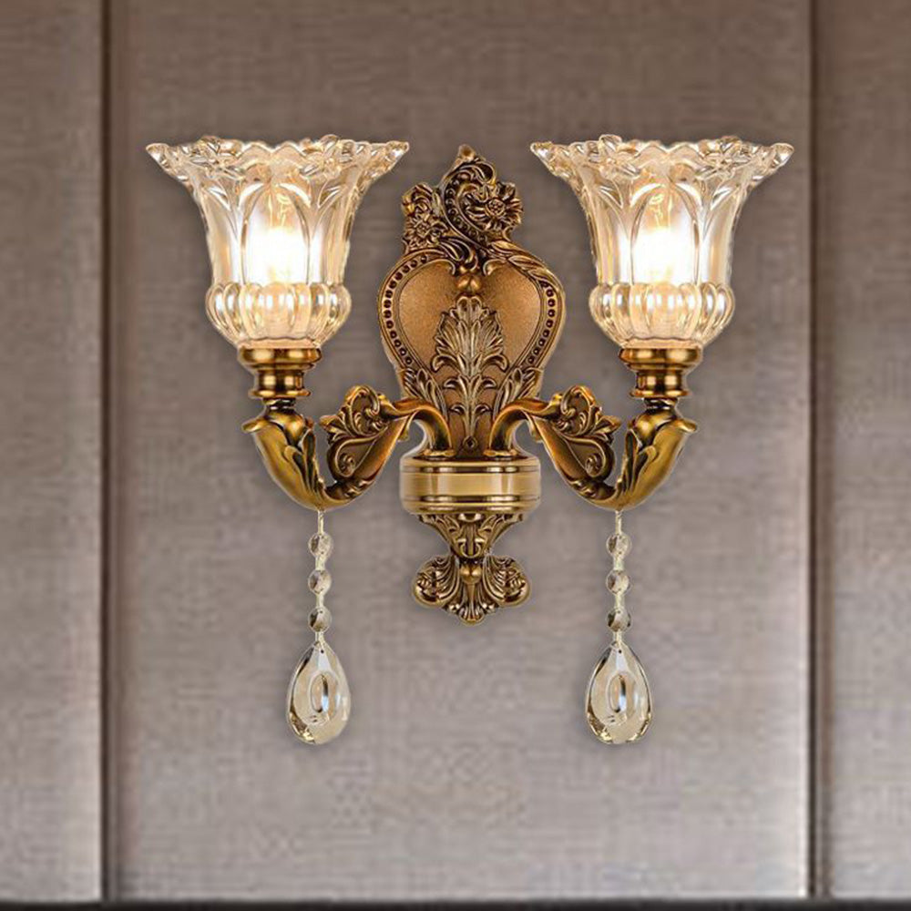 Arisha Vintage Wandleuchte Innen Zweiflamming Gold Schlaf/Wohnzimmer Metall