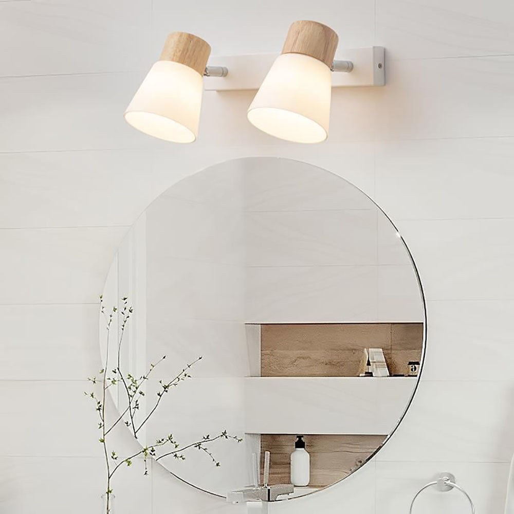 Muto Nordic LED Wandleuchte Holz/Glas Wohnzimmer/Esszimmer Weiß