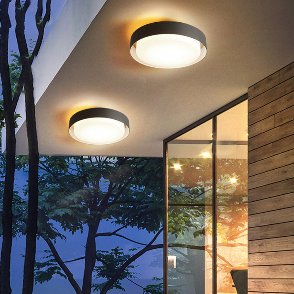 Ray Modern Rund LED Außendeckenleuchte Schwarz & Weiß Flur Metall+Acryl