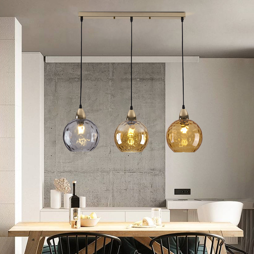 Aria Pendelleuchte Buntem Glas Kugel Schlafzimmer /Wohnzimmer 3 flamming