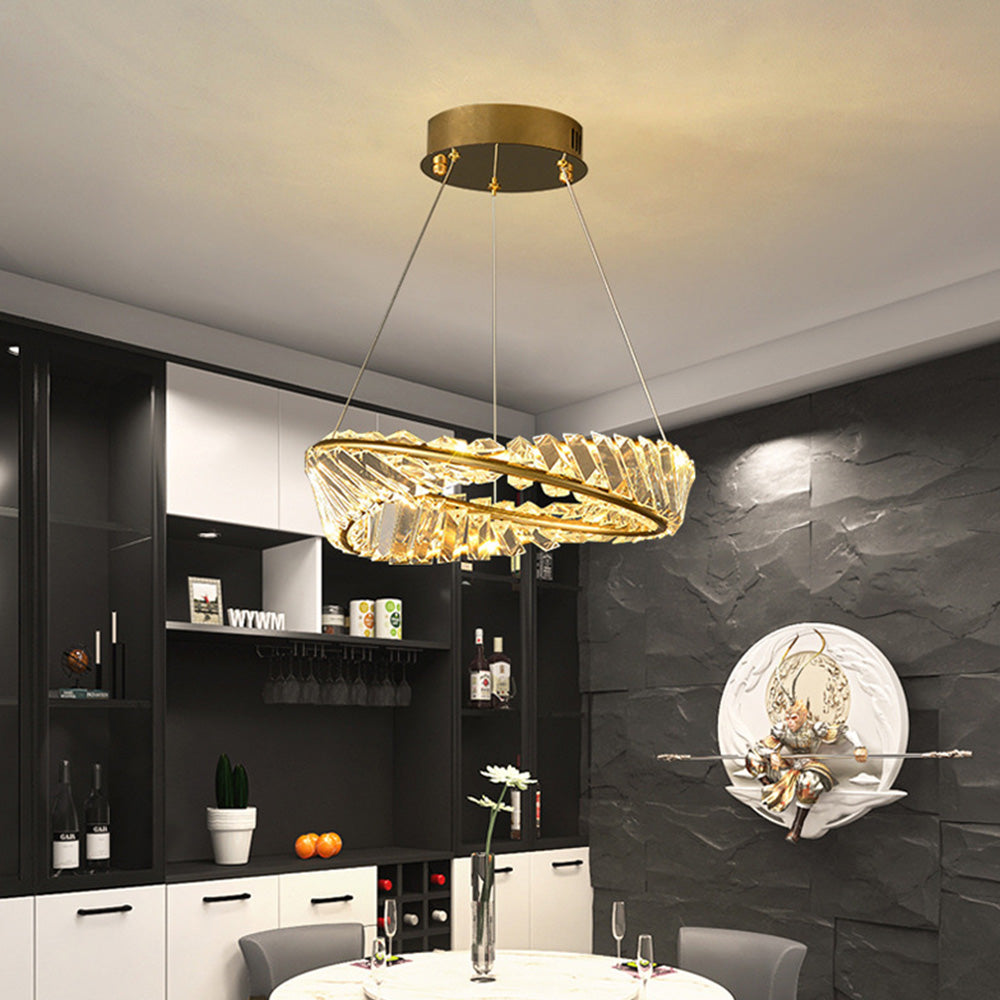 Kristy   Kronleuchter luxuriös Rund LED Gold Glas Schlaf/Wohnzimmer