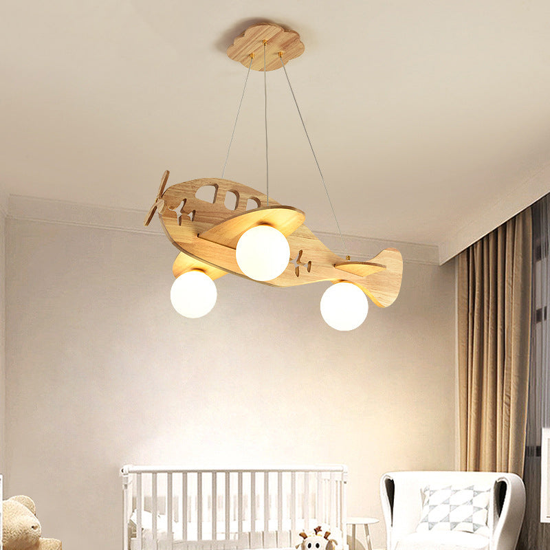 Aria Modern Pendelleuchte Flugzeugform Kugel Kinderzimmer, Holz Acryl
