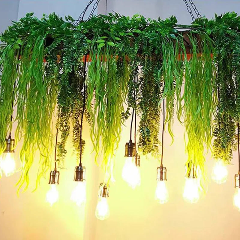 Ritta  Pendelleuchte Natur Grün Rechteckig Ess/Wohnzimmer Modern LED