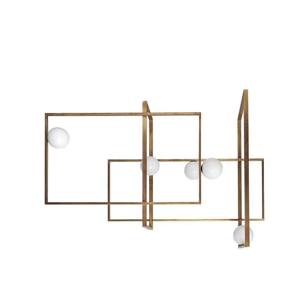 Veliiel Kronleuchter Mondrian aus Glas in Messing mit geometrischem Design