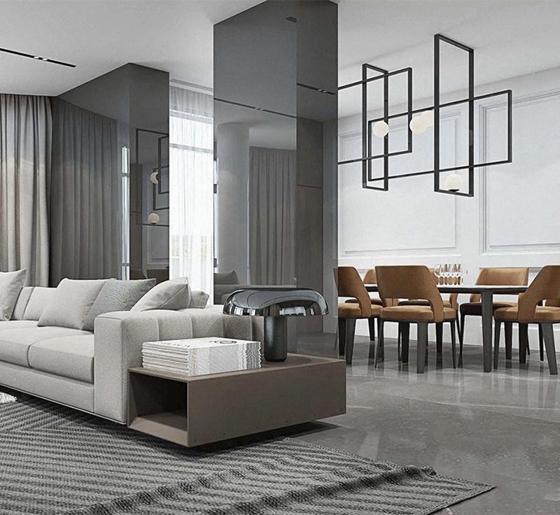 Veliiel Kronleuchter Mondrian aus Glas in Messing mit geometrischem Design
