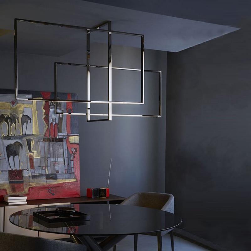 Veliiel Kronleuchter Mondrian aus Glas in Messing mit geometrischem Design