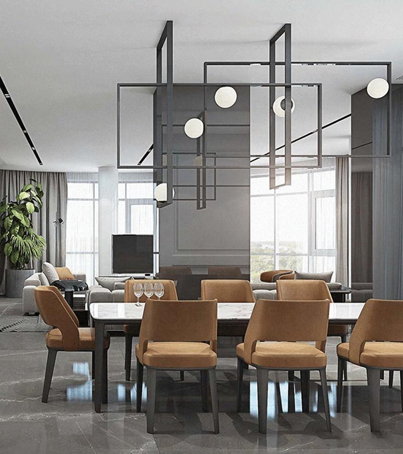 Veliiel Kronleuchter Mondrian aus Glas in Messing mit geometrischem Design