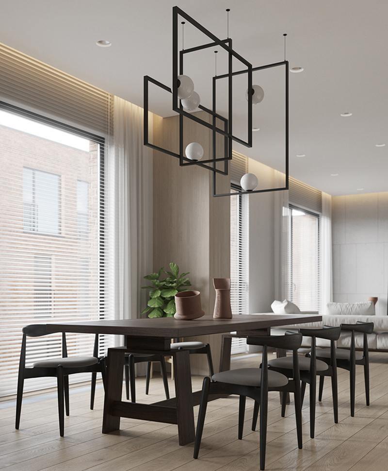 Veliiel Kronleuchter Mondrian aus Glas in Messing mit geometrischem Design
