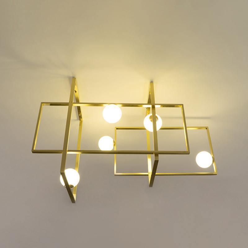 Veliiel Kronleuchter Mondrian aus Glas in Messing mit geometrischem Design