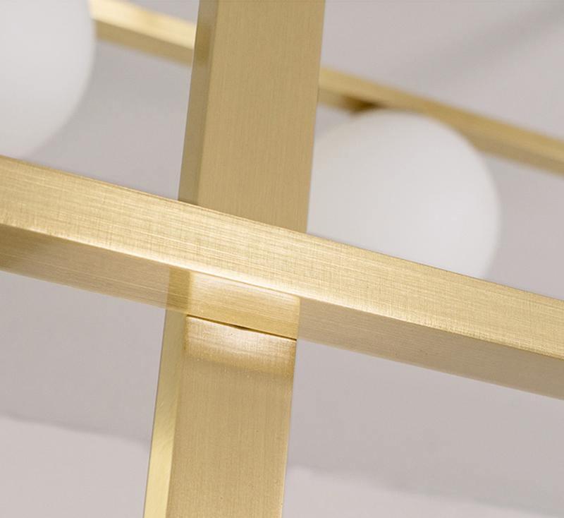 Veliiel Kronleuchter Mondrian aus Glas in Messing mit geometrischem Design